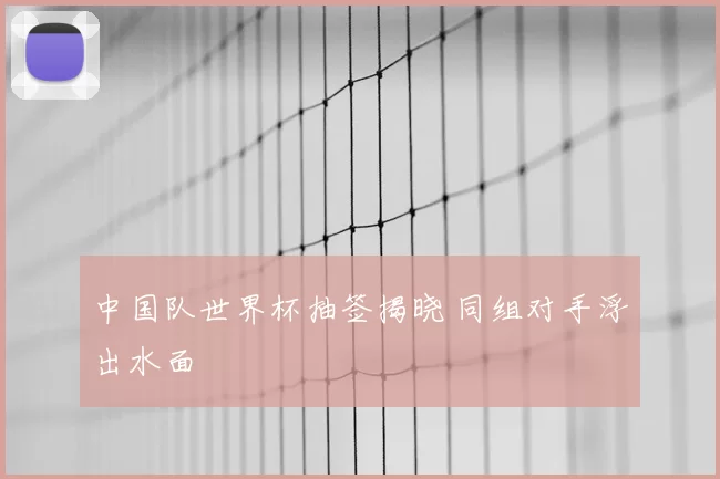 中国队世界杯抽签揭晓 同组对手浮出水面